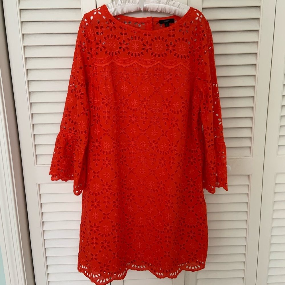 J. Crew red embroidered dress